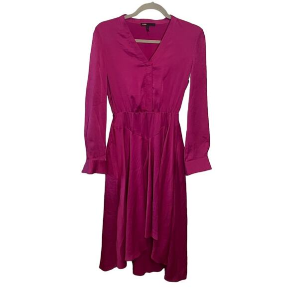 Maje Dress Pink Long Sleeve Asyemmetric Hem Size Small NWT - Picture 3 of 6